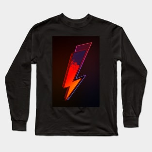 Volcanic Bolt - Neon 80's Pop Retro Graphic + Background Long Sleeve T-Shirt